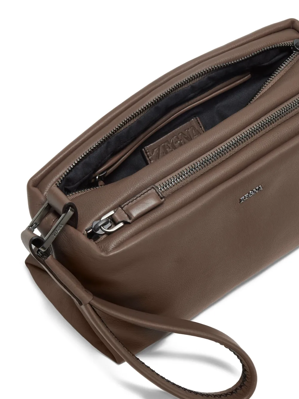 Zegna Softy Clutch Bag In Brown