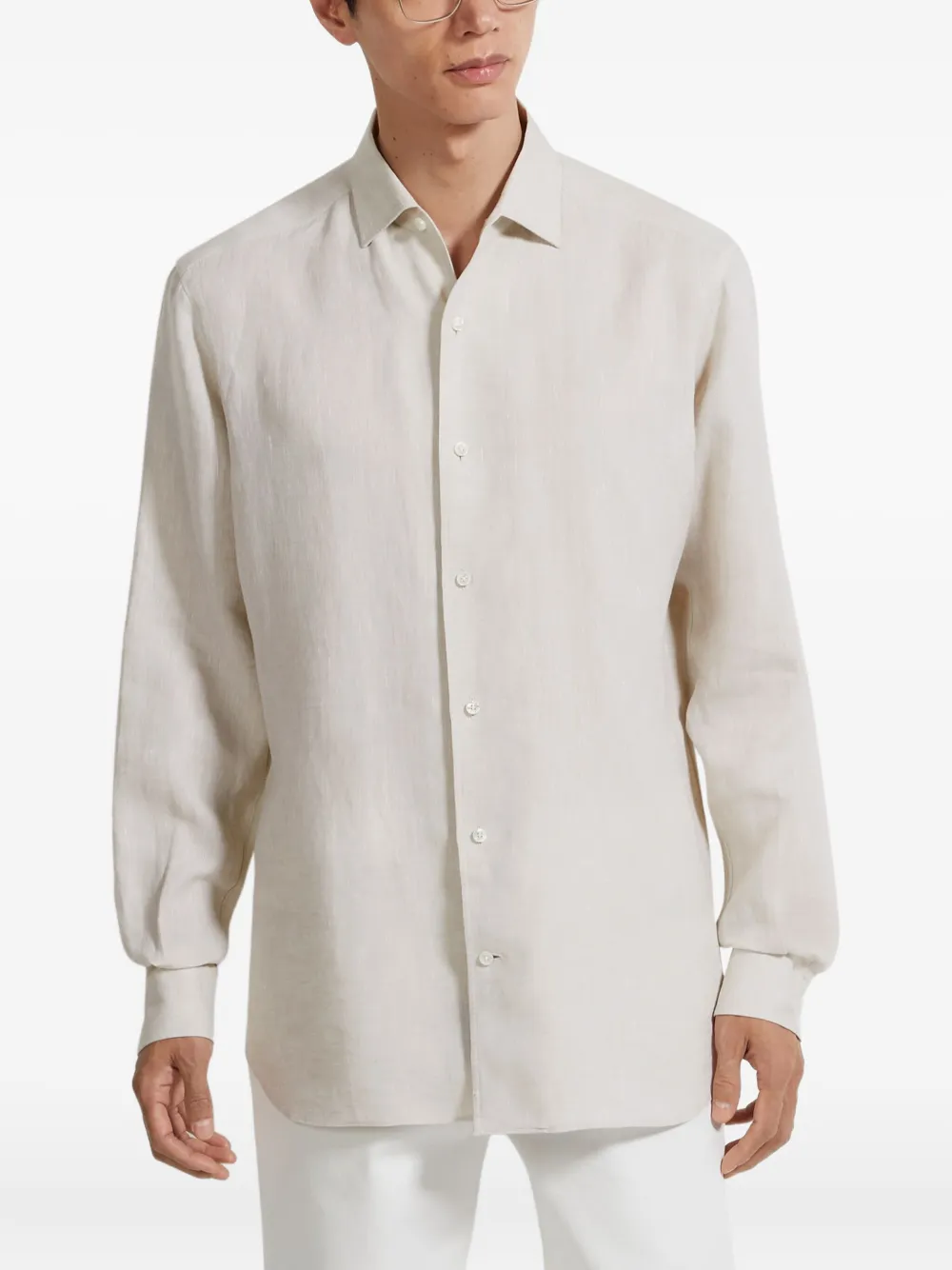 Zegna Linnen overhemd - Grijs