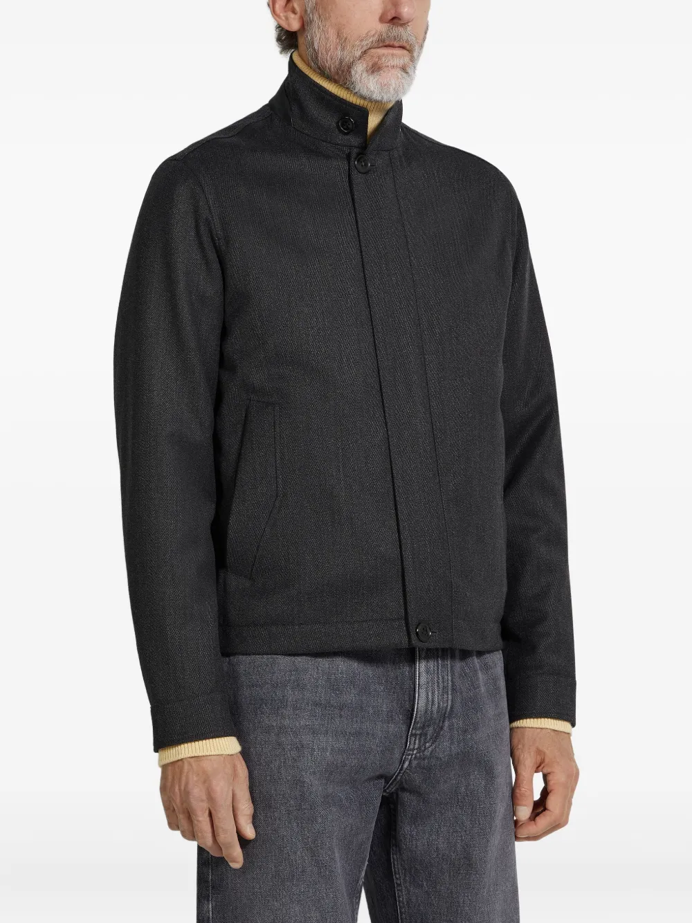 Zegna Wollen jack Zwart