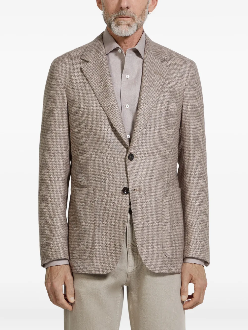 Zegna Houndstooth Blazer In Brown