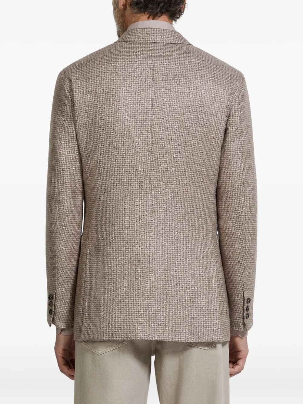 Zegna Houndstooth Blazer In Brown