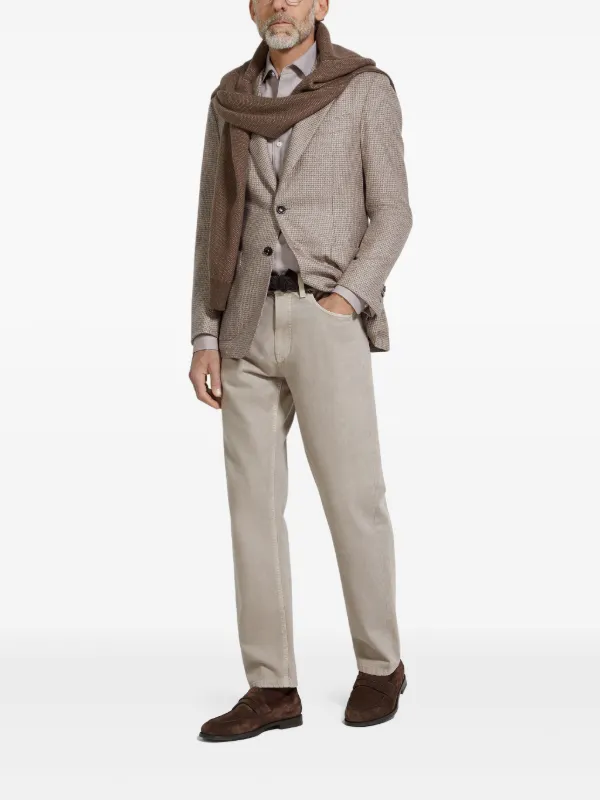 ゼニア生地　カシミア　ジャケット　ハウンドトゥース　日本製　新品　サイズLL Zegna ハウンドトゥース ジャケット | ニュートラル | FARFETCH JP