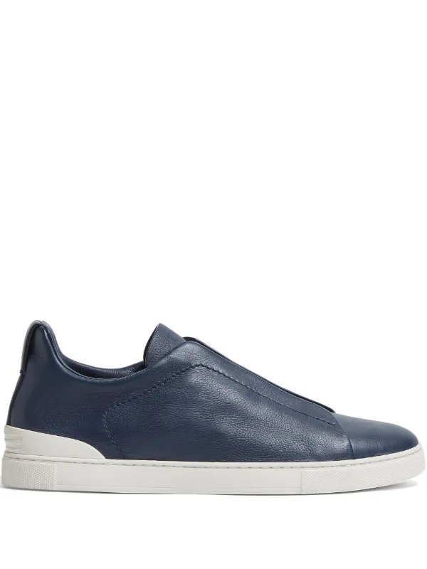 ZEGNA Triple Stitch メンズスニーカー 紺色 Navy Blue Cotton Denim Triple Stitch™ Sneakers FW25 25694150