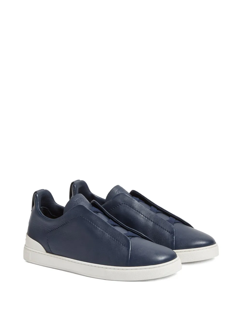 Zegna Triple Stitch leather sneakers Blue