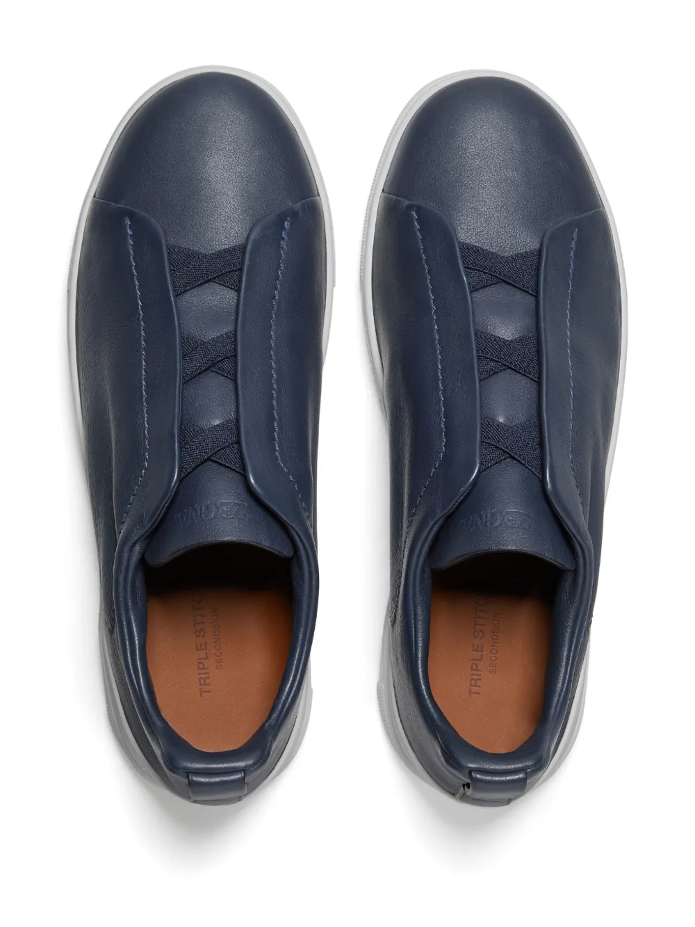 Zegna Triple Stitch leather sneakers Blue