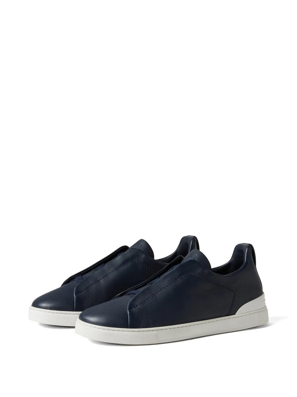 Zegna Sneakers Triple Stitch in pelle - Blu
