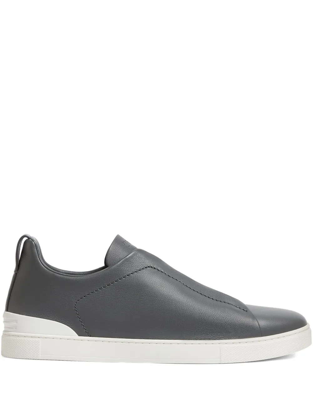 Zegna Leather Sneakers In Gray