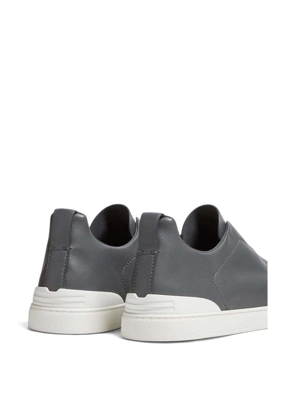 Zegna Leather Sneakers In Gray