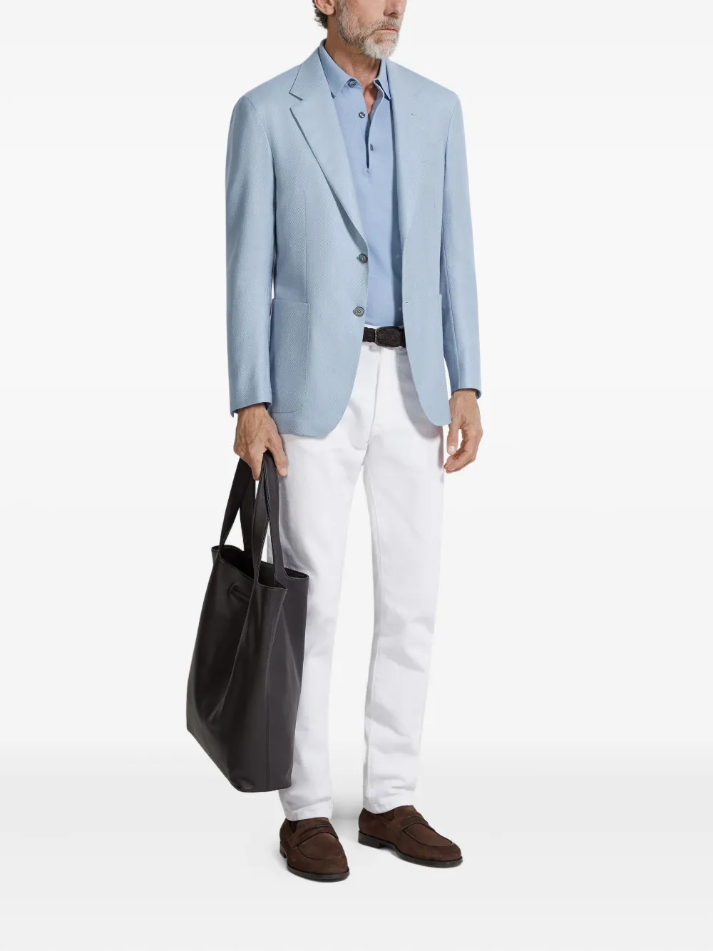 Zegna Single-breasted Blazer In Blue