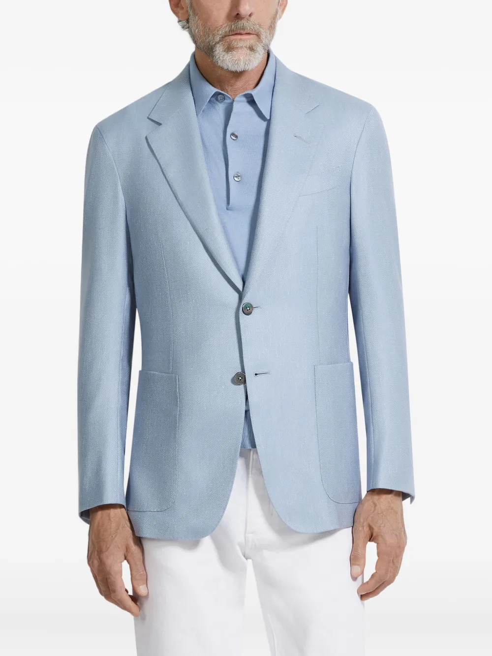 Zegna Single-breasted Blazer In Blue