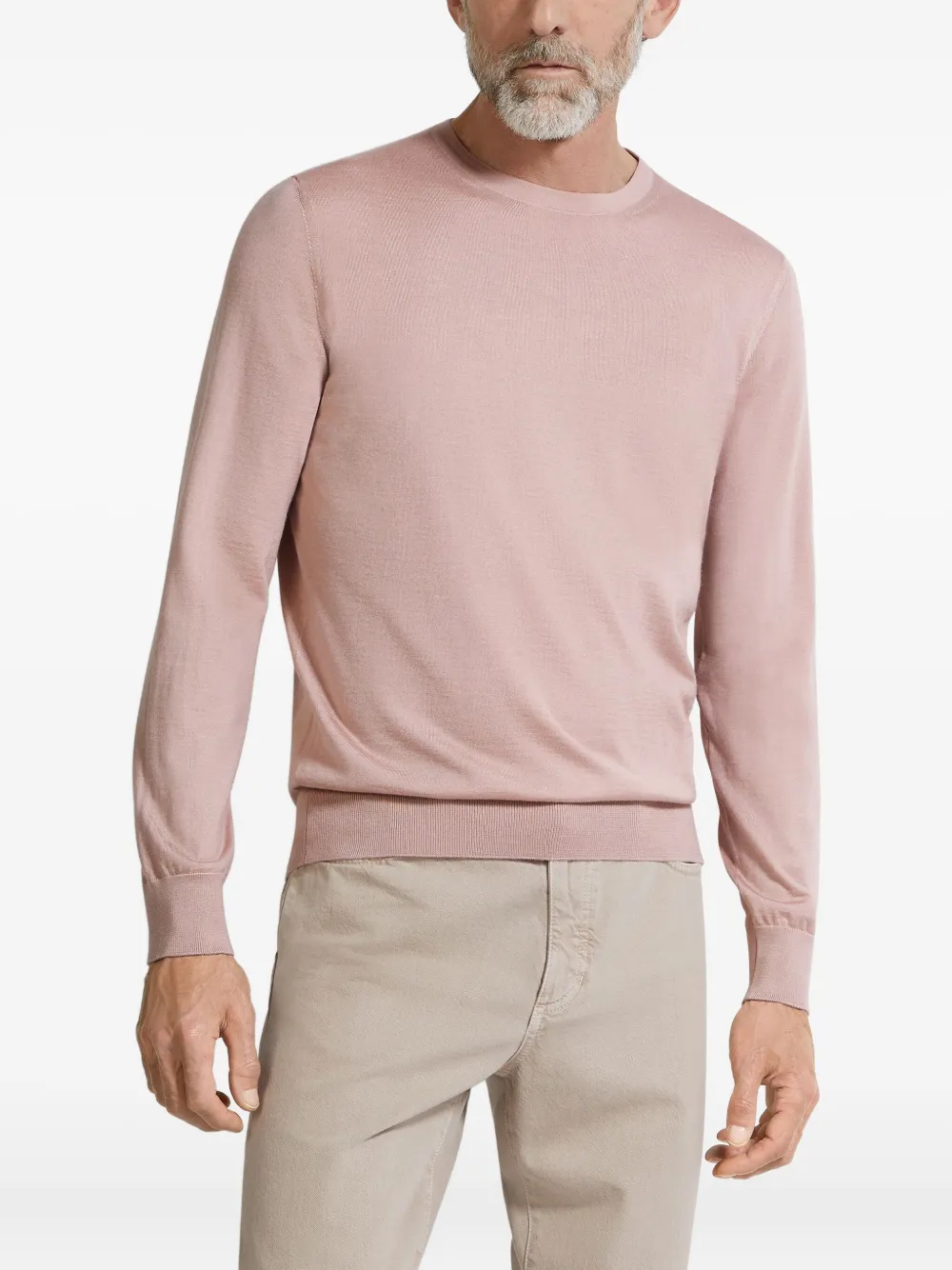 Zegna Crewneck Sweater In Pink