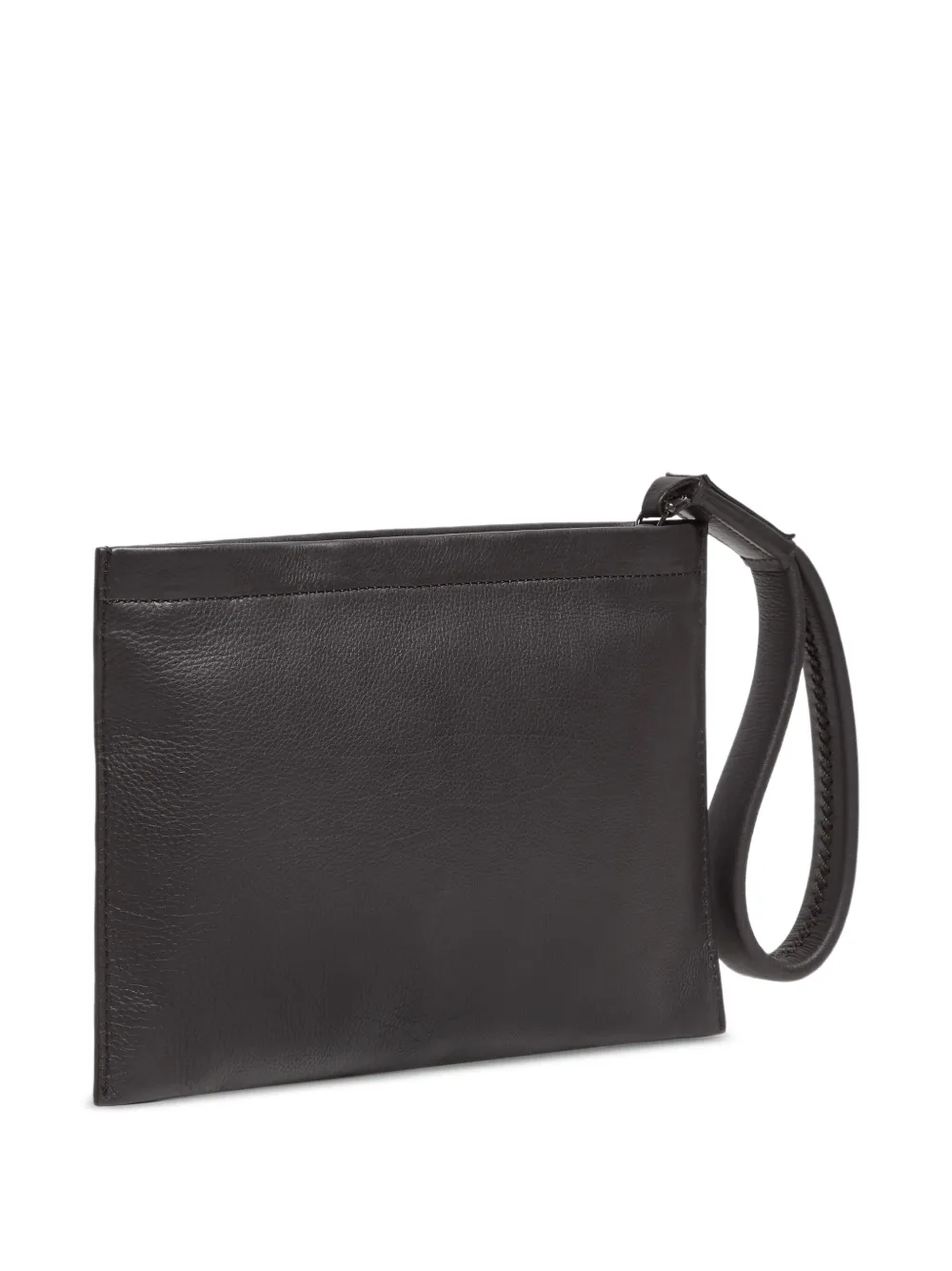 Zegna Leather Clutch Bag In Brown