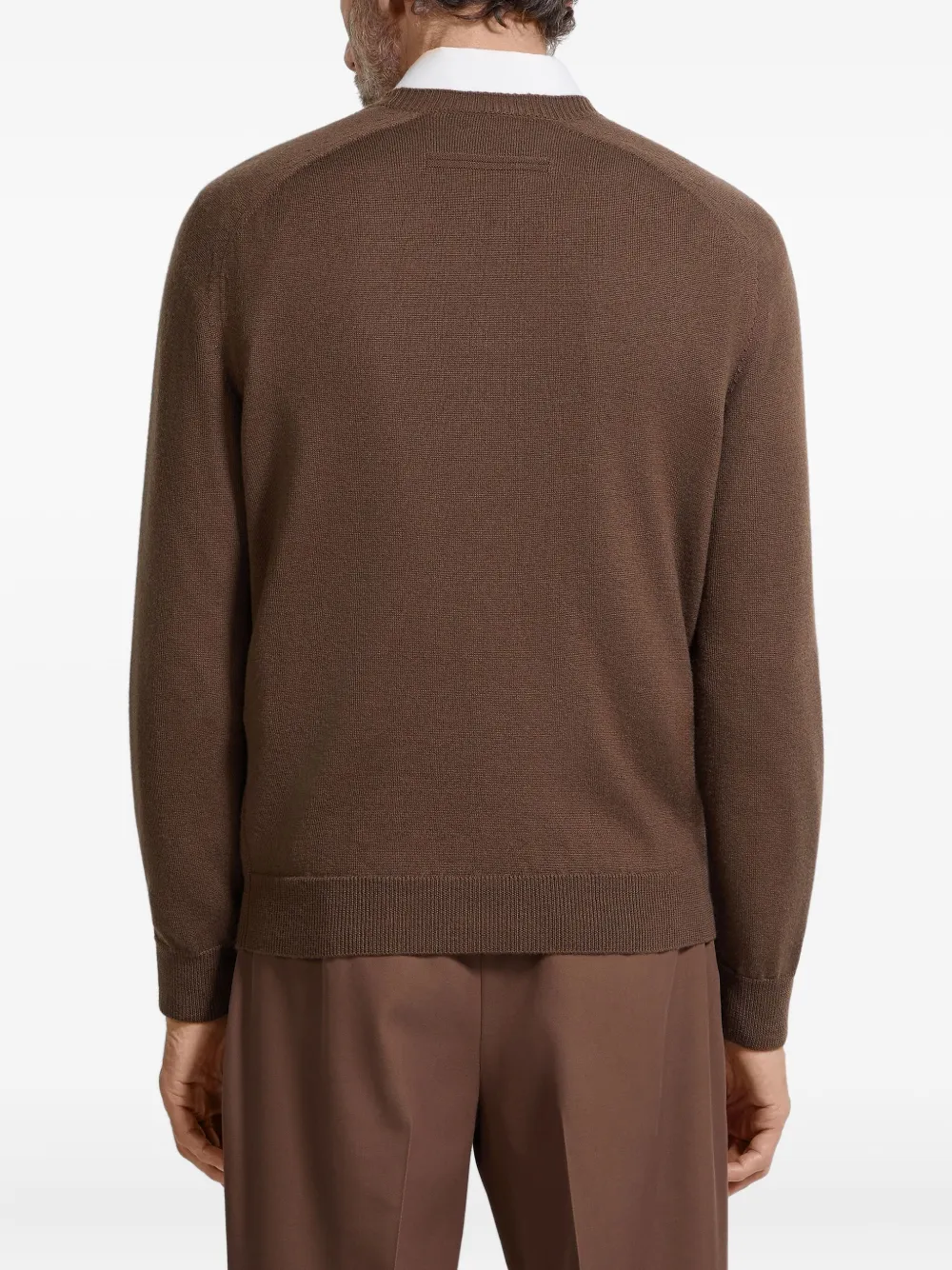 Zegna V-neck Cashmere Sweater In Brown