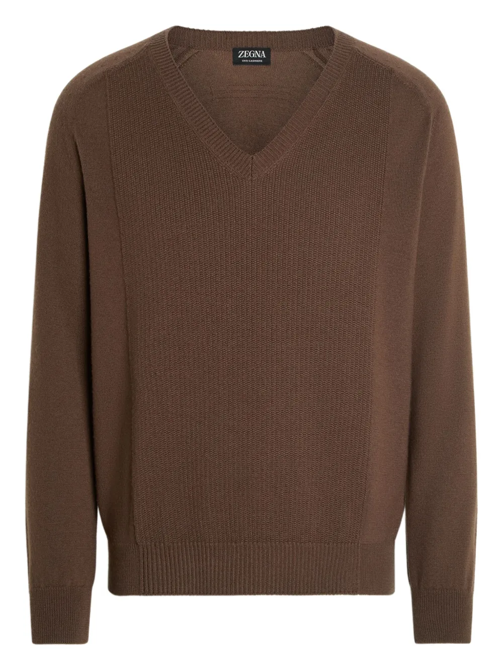 Zegna V-neck Cashmere Sweater In Brown