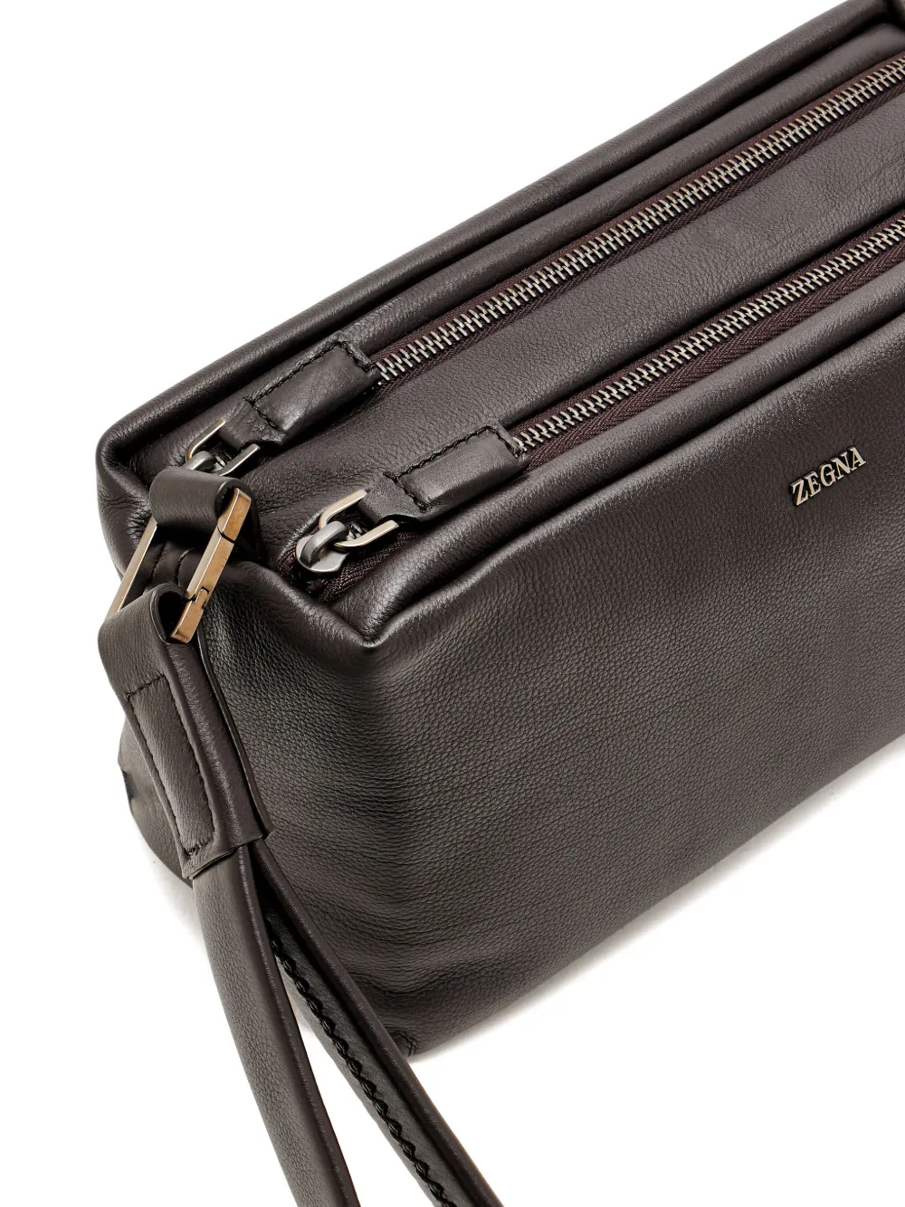 Zegna Secondskin Pouch Bag In Brown