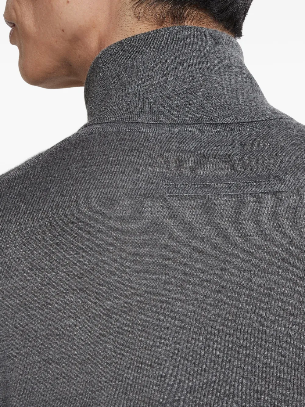 Zegna Cashmere Silk Turtleneck Knit Sweater In Gray