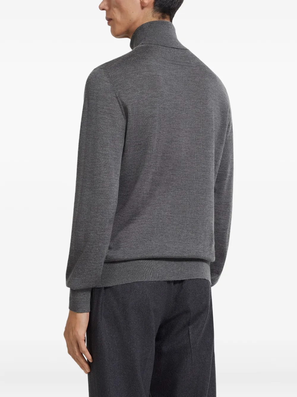 Zegna Cashmere Silk Turtleneck Knit Sweater In Gray