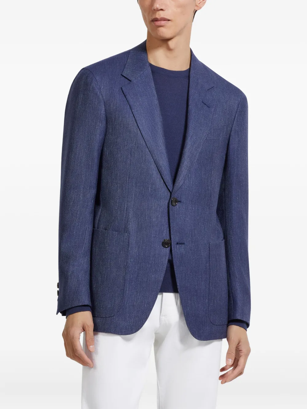 Zegna Patch-pocket Blazer In Blue