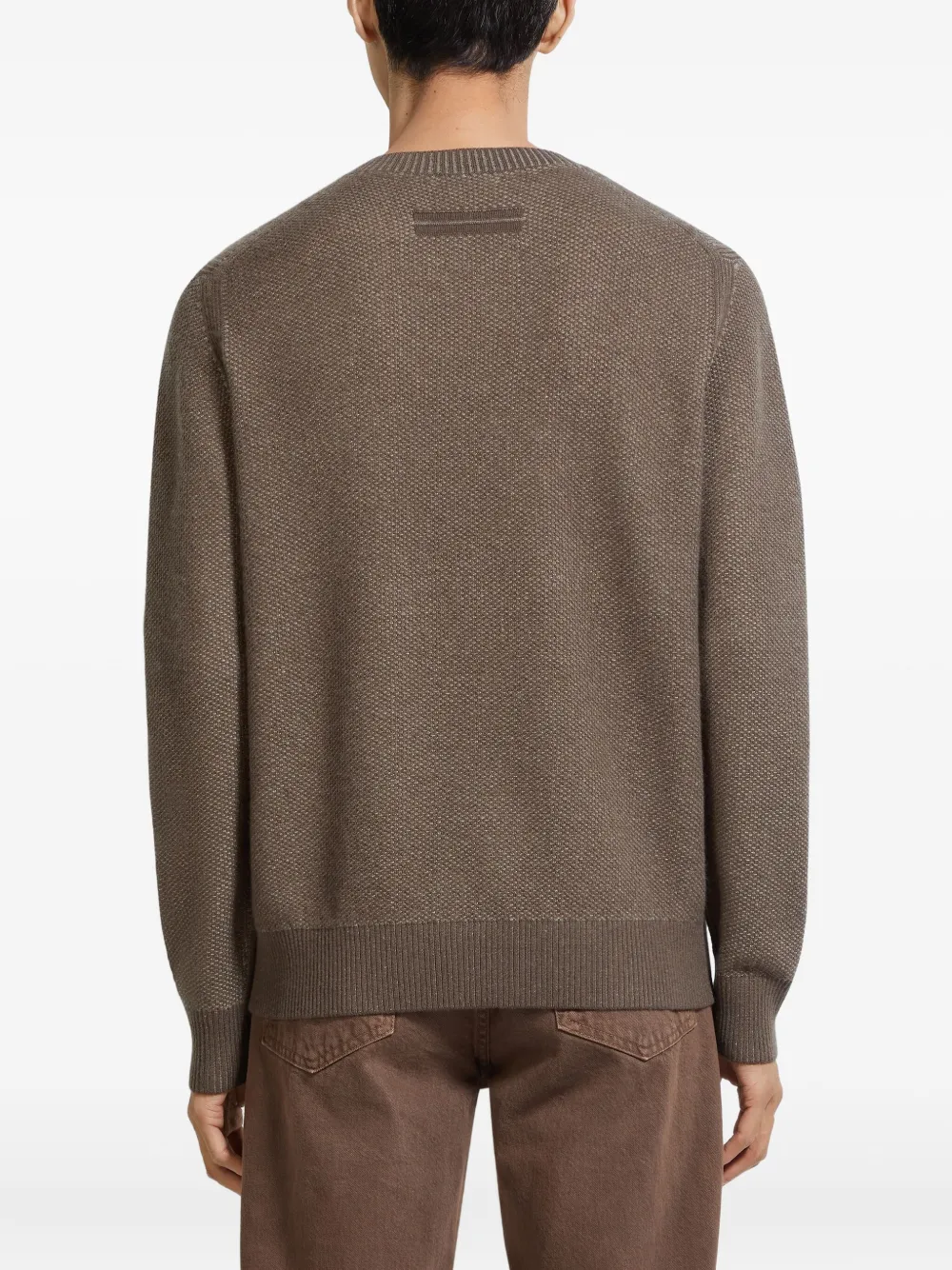 Zegna Crewneck Cashmere Sweater In Brown