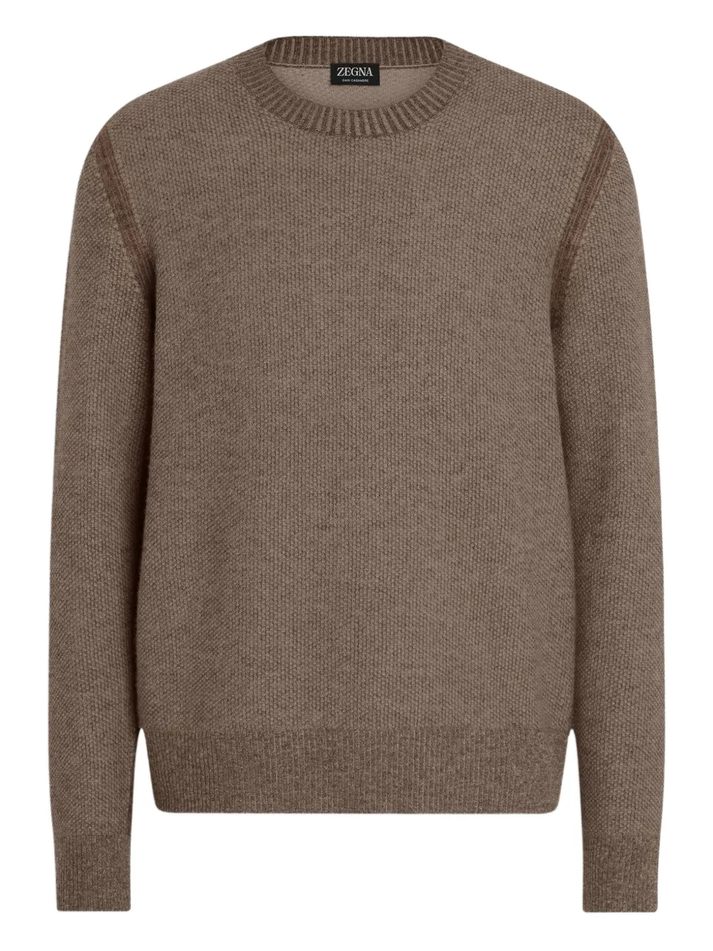 Zegna Crewneck Cashmere Sweater In Brown