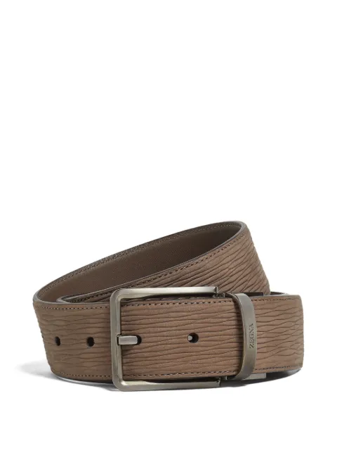 Zegna leather textured-buckle belt