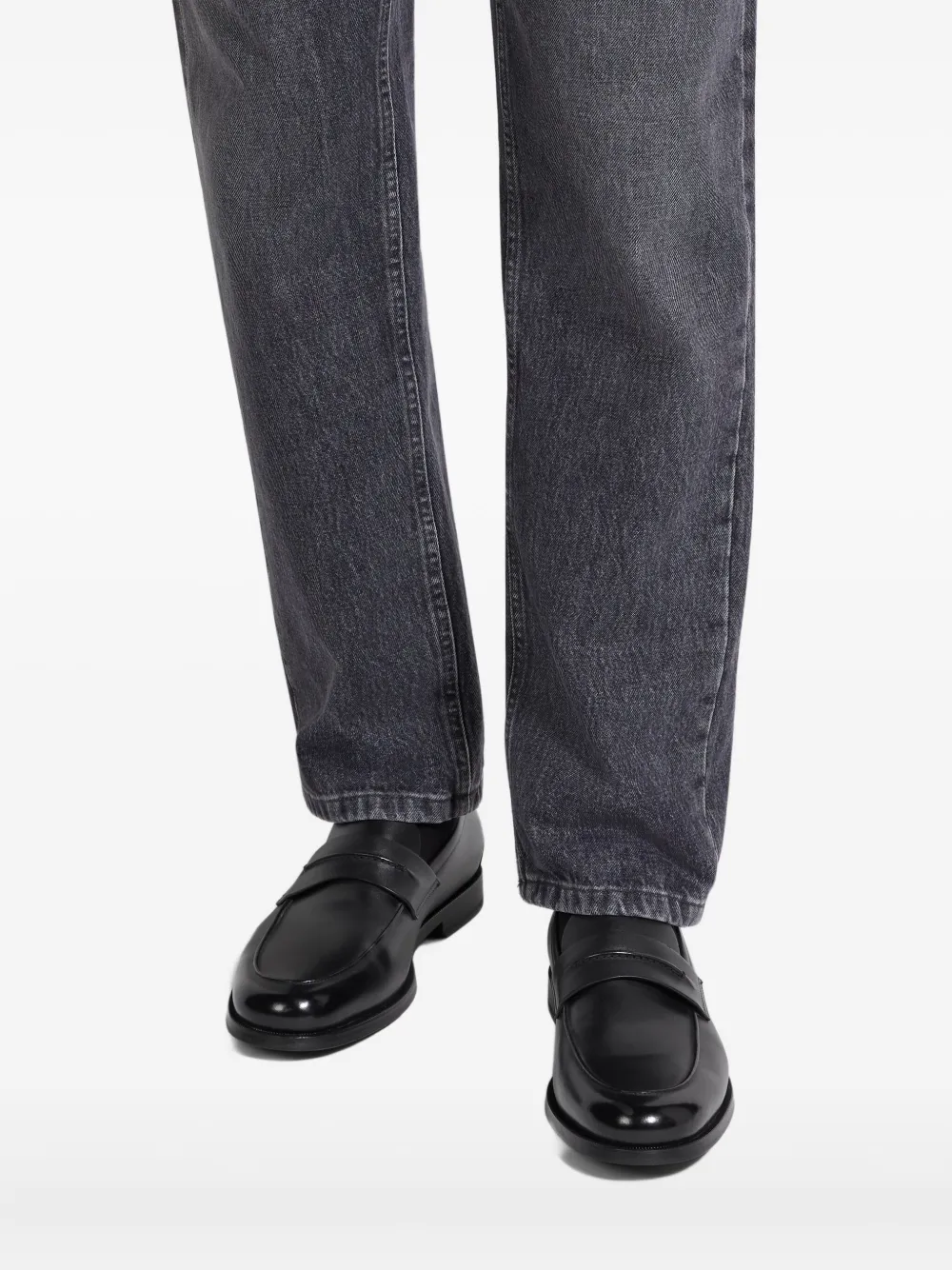 Zegna Leren loafers Zwart