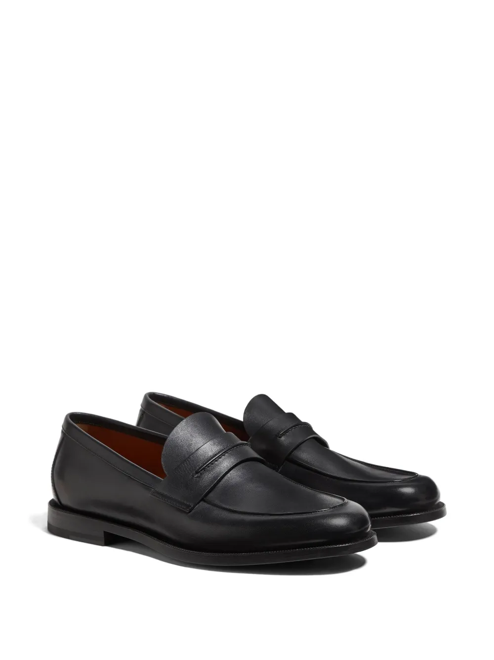 Zegna leather penny-slot loafers - Zwart