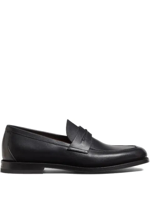 Zegna leather penny-slot loafers