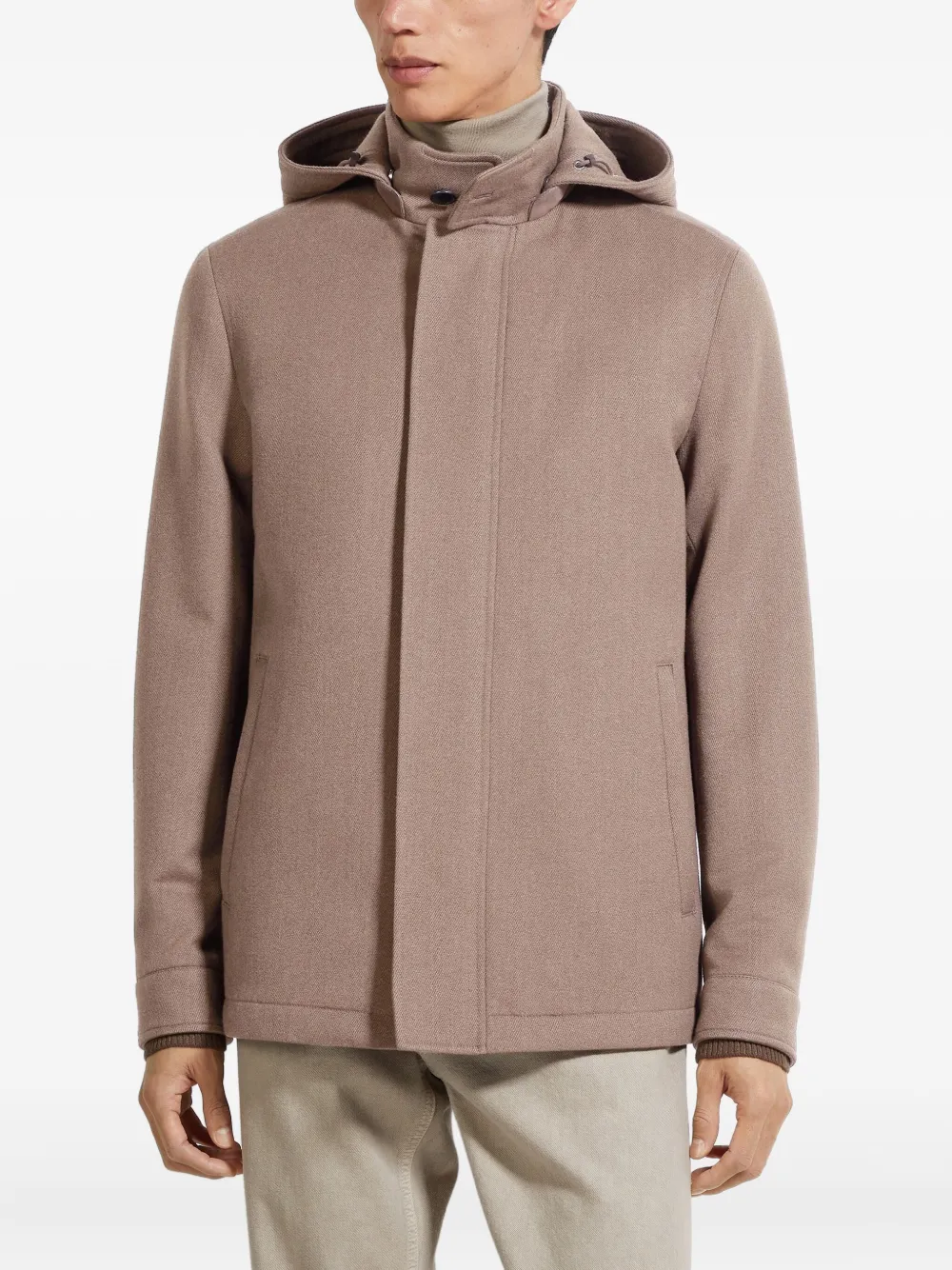 Zegna Concealed-fastening Hooded Jacket In Multi