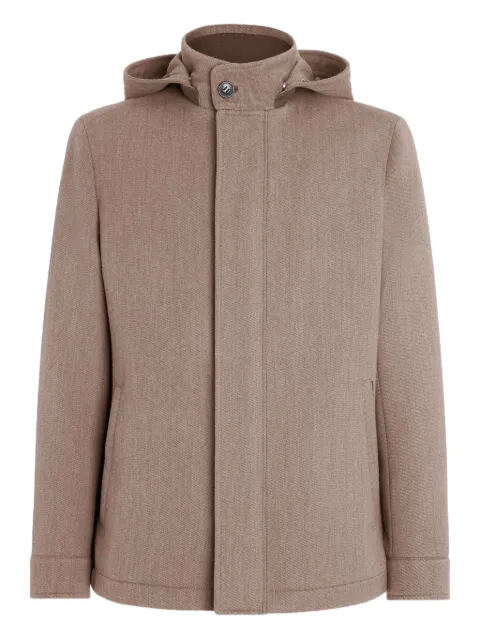Zegna concealed-fastening hooded jacket
