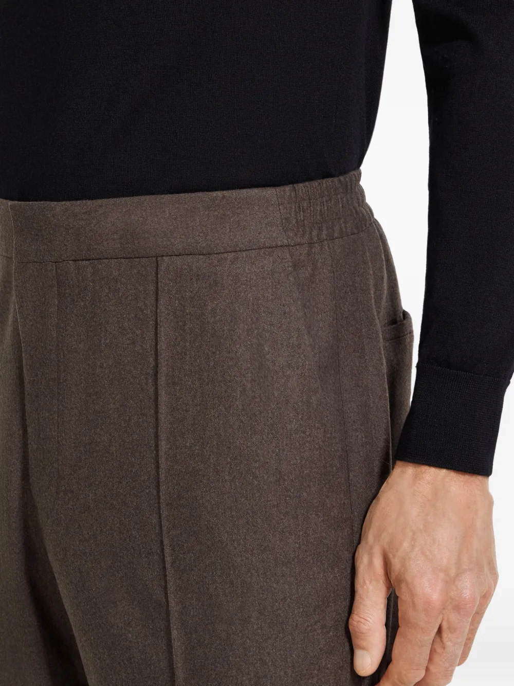 Zegna Broek met elastische tailleband Bruin