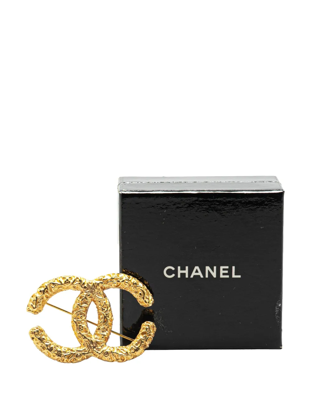 Pre-owned Chanel 1993 Gold Plated Cc Logo Brooch Costume Brooch