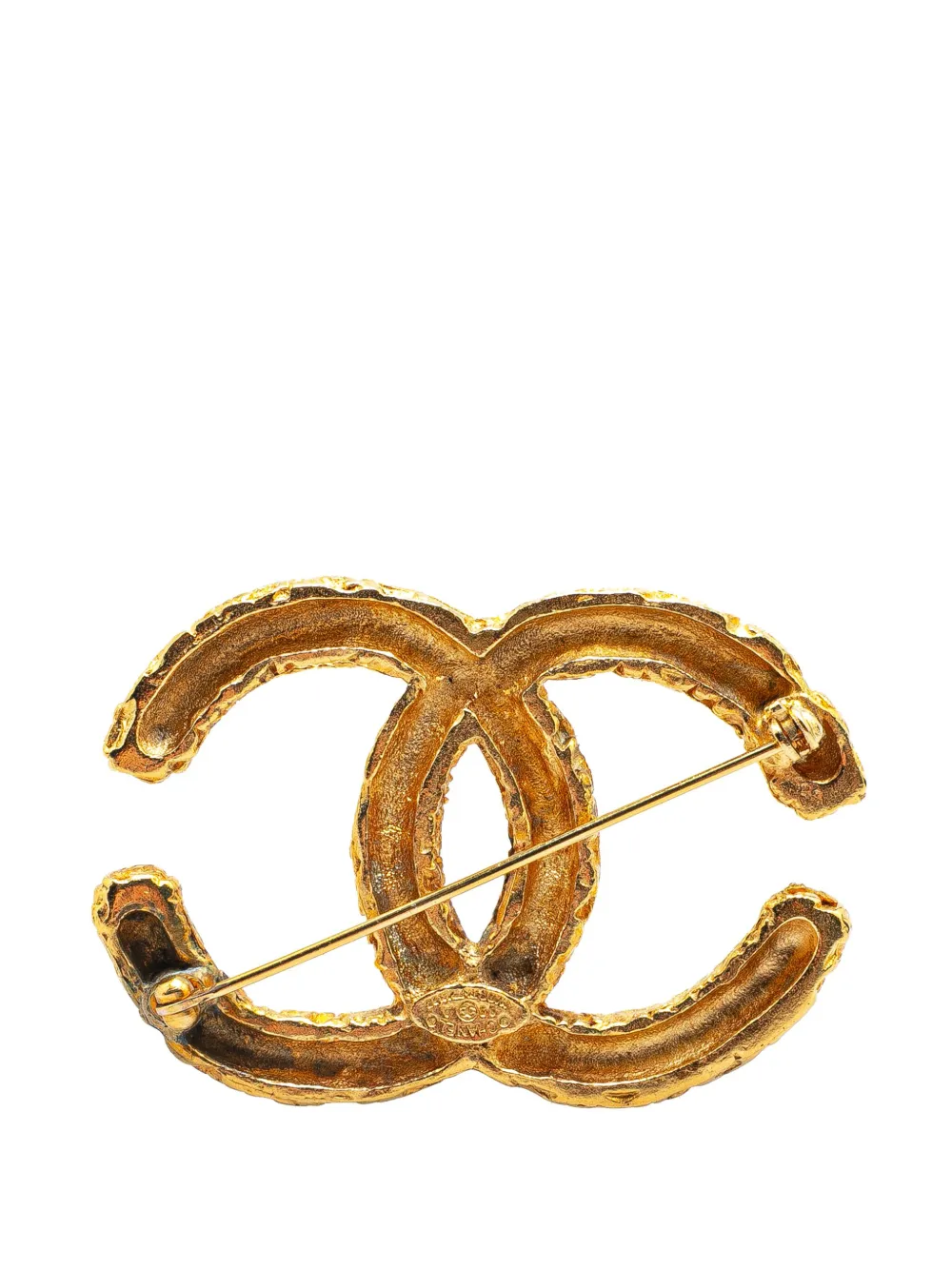 Pre-owned Chanel 1993 Gold Plated Cc Logo Brooch Costume Brooch