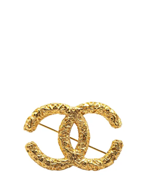 CHANEL Pre-Owned 1993 Gold Plated CC Logo Brooch costume brooch