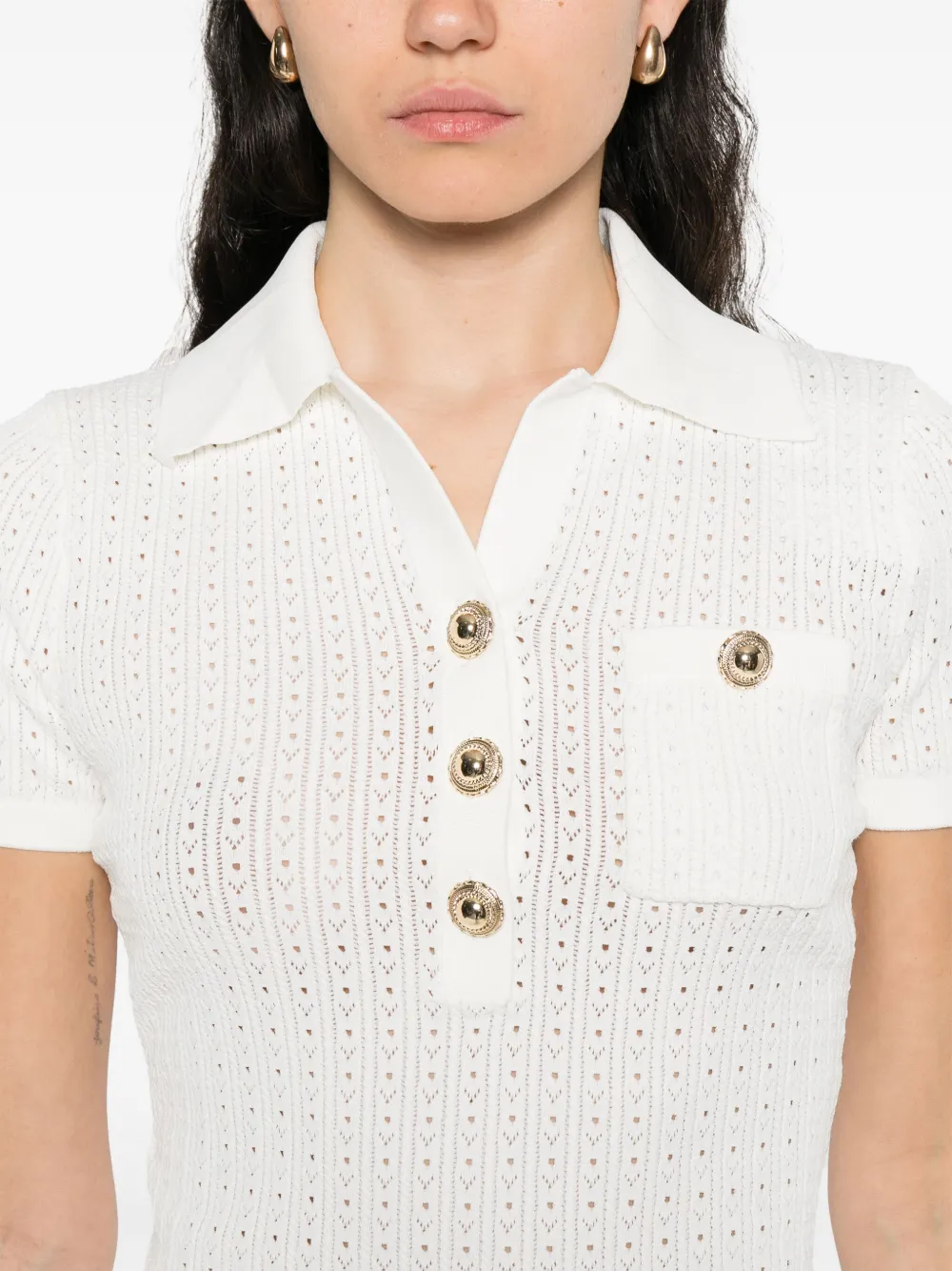 Self-Portrait Polotop met V-hals Wit