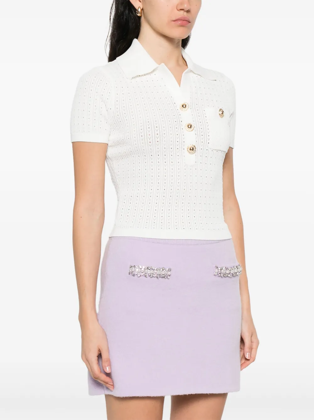 Self-Portrait Polotop met V-hals Wit