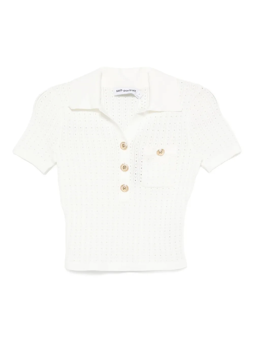 Self-Portrait Polotop met V-hals Wit