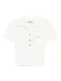 Self-Portrait pointelle-knit polo top - White
