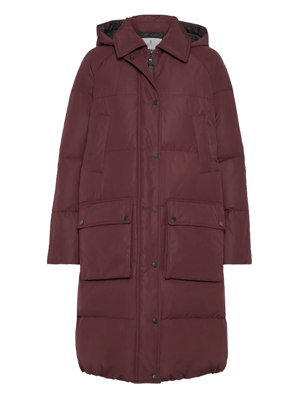 Brunello Cucinelli hooded quilted coat Rood