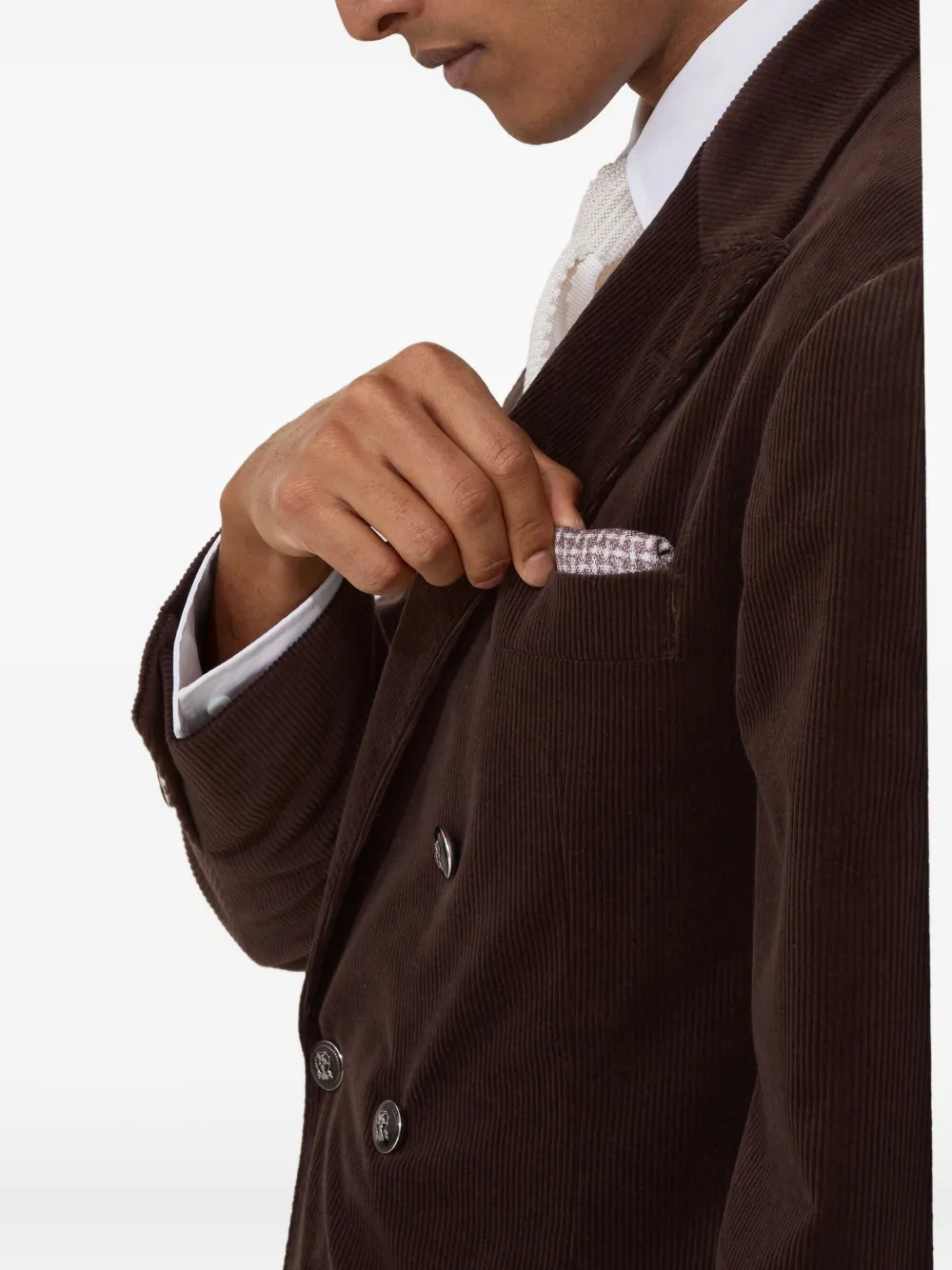 Brunello Cucinelli Pochet met pied-de-poule print Paars