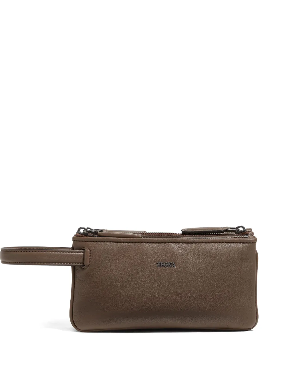 Zegna triple zip pouch | Brown | Image 1