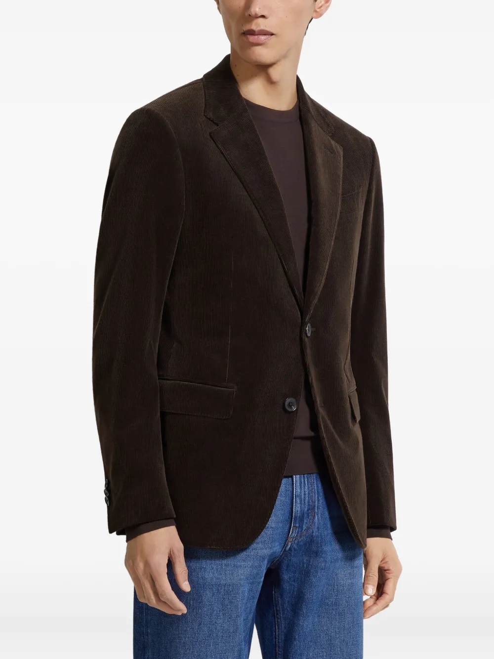 Zegna Corduroy Single-breasted Blazer In Black