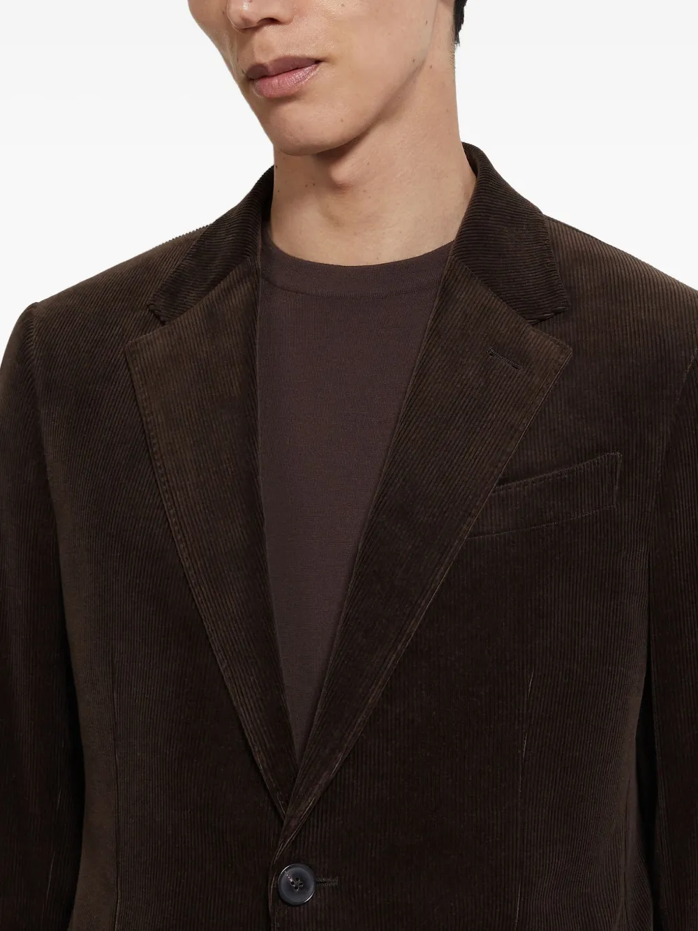 Zegna Corduroy Single-breasted Blazer In Black