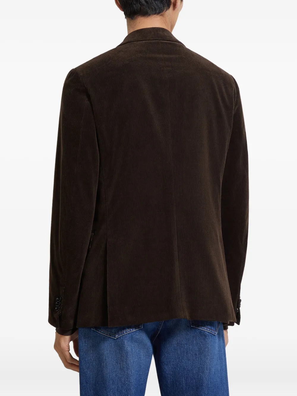 Zegna Corduroy Single-breasted Blazer In Black
