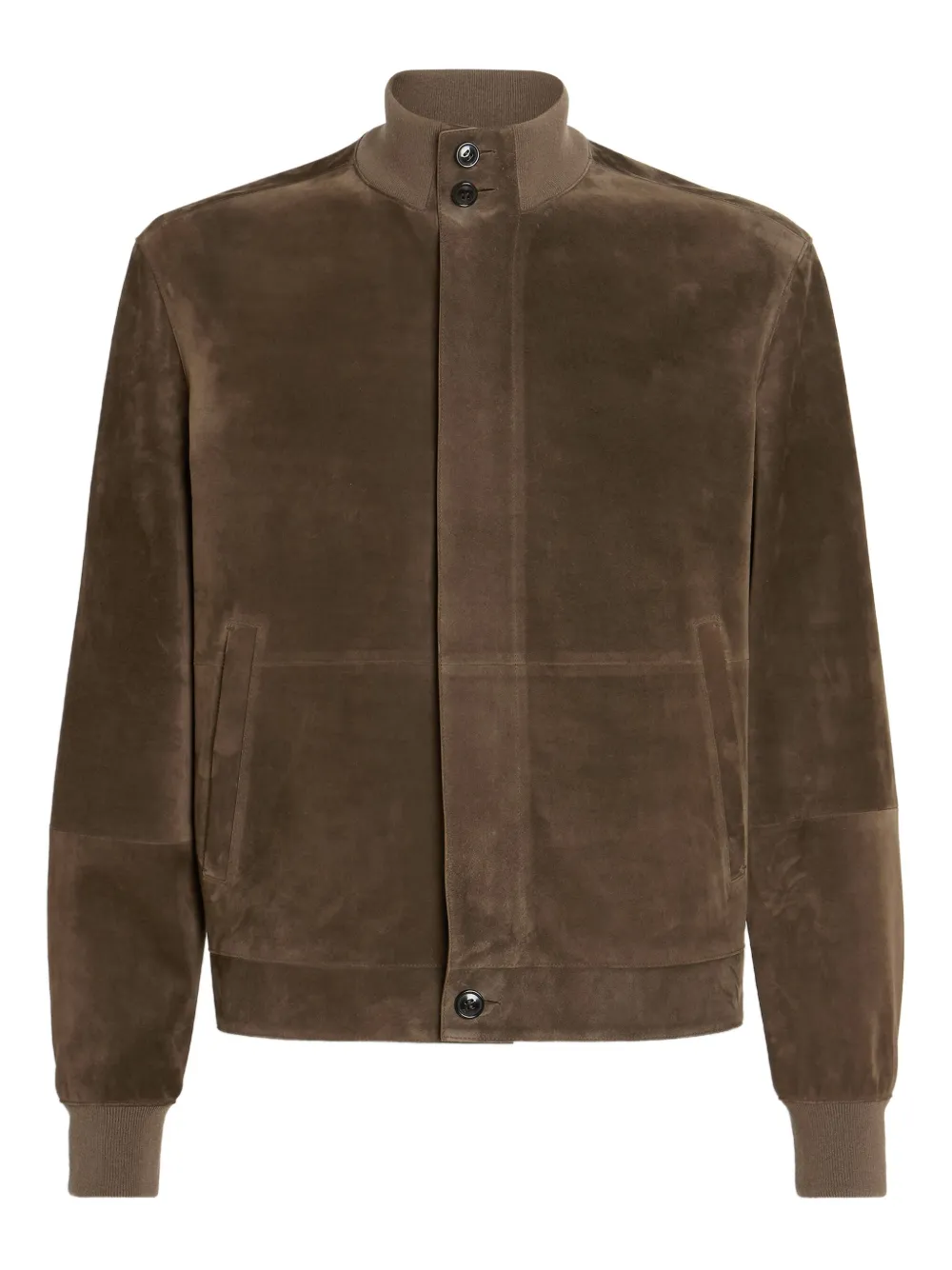 Zegna Suede Leather Blouson In Brown