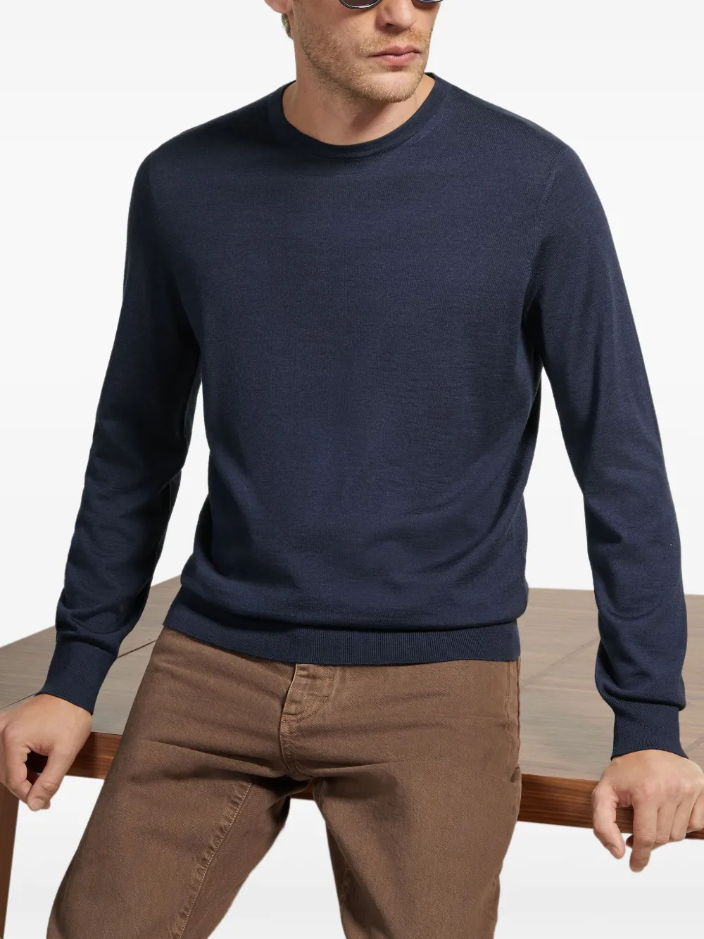 Zegna Crew-neck Sweater In Blue