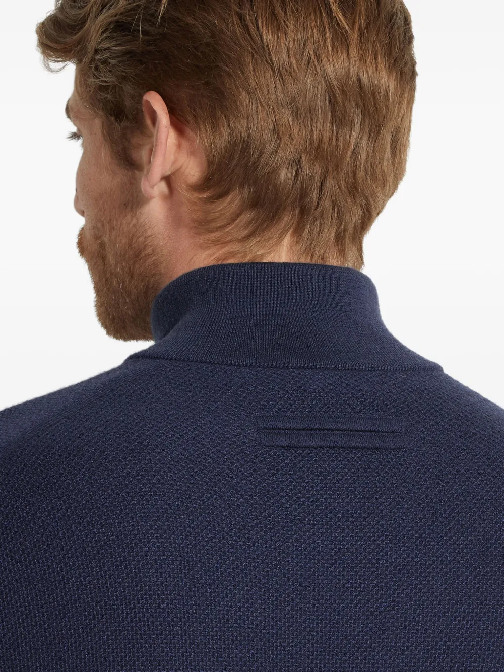 Zegna Mock-neck Half-zip Cashmere Sweater In Blue