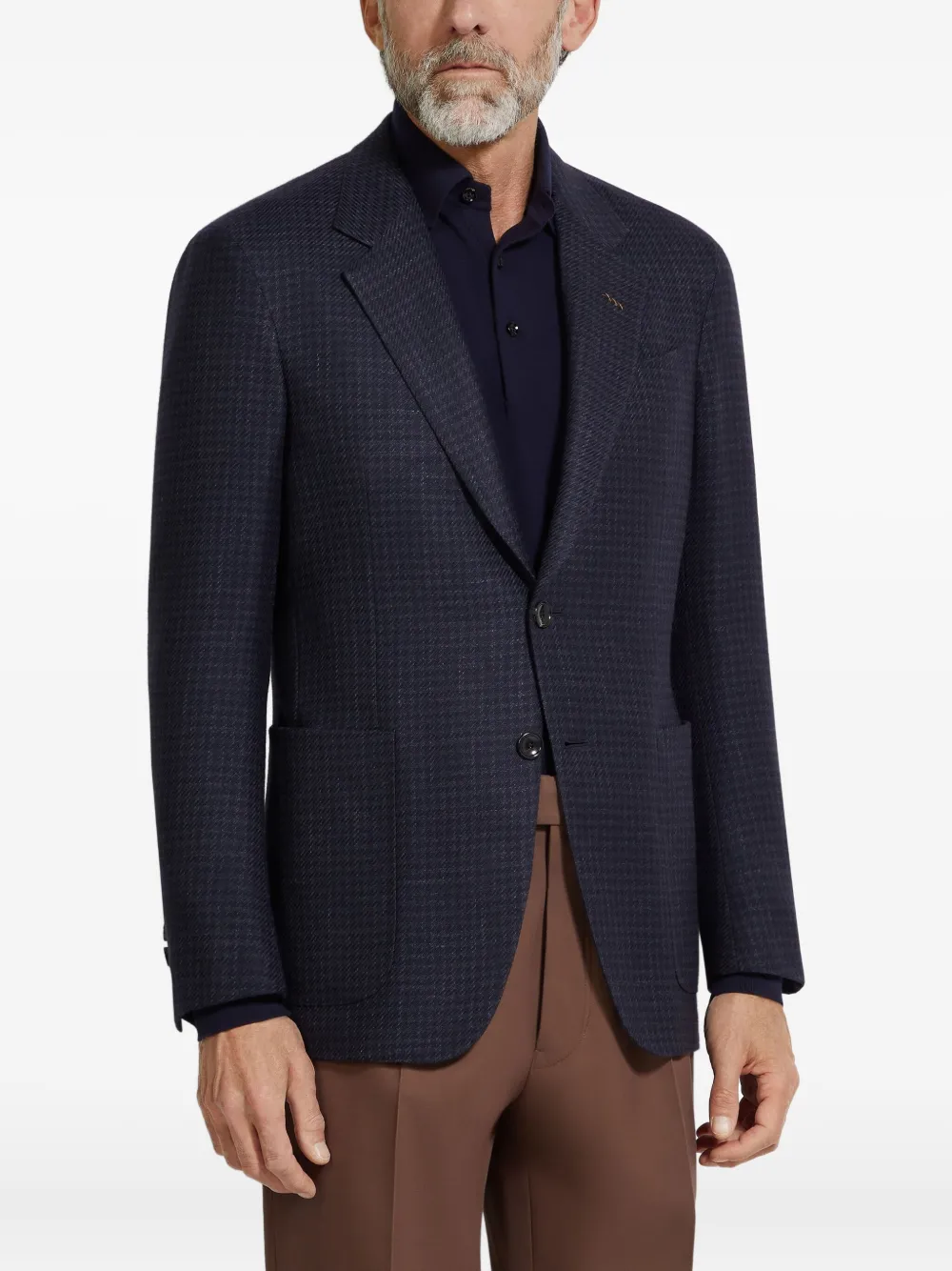 Zegna Checked Blazer In Blue