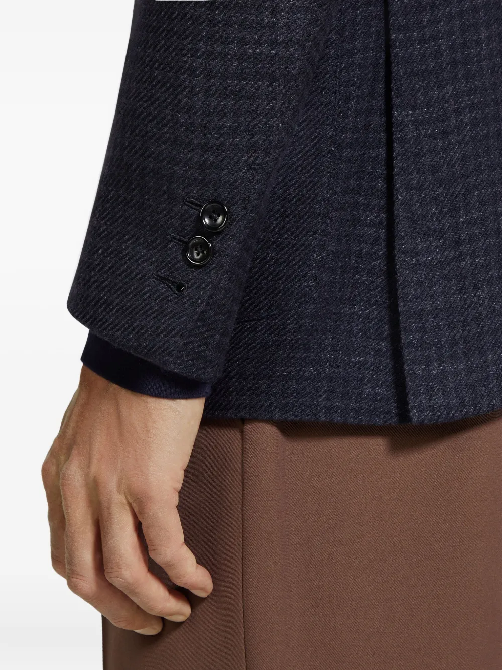 Zegna Checked Blazer In Blue
