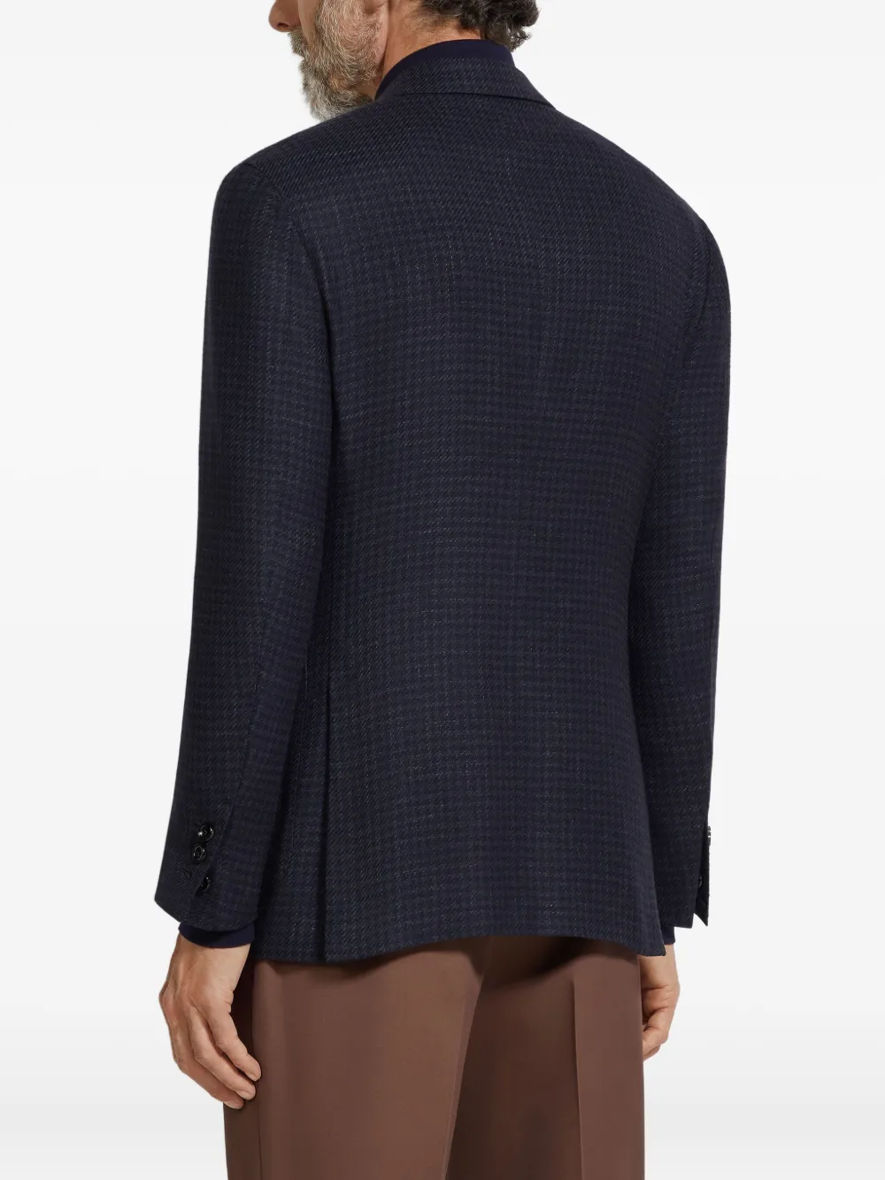Zegna Checked Blazer In Blue